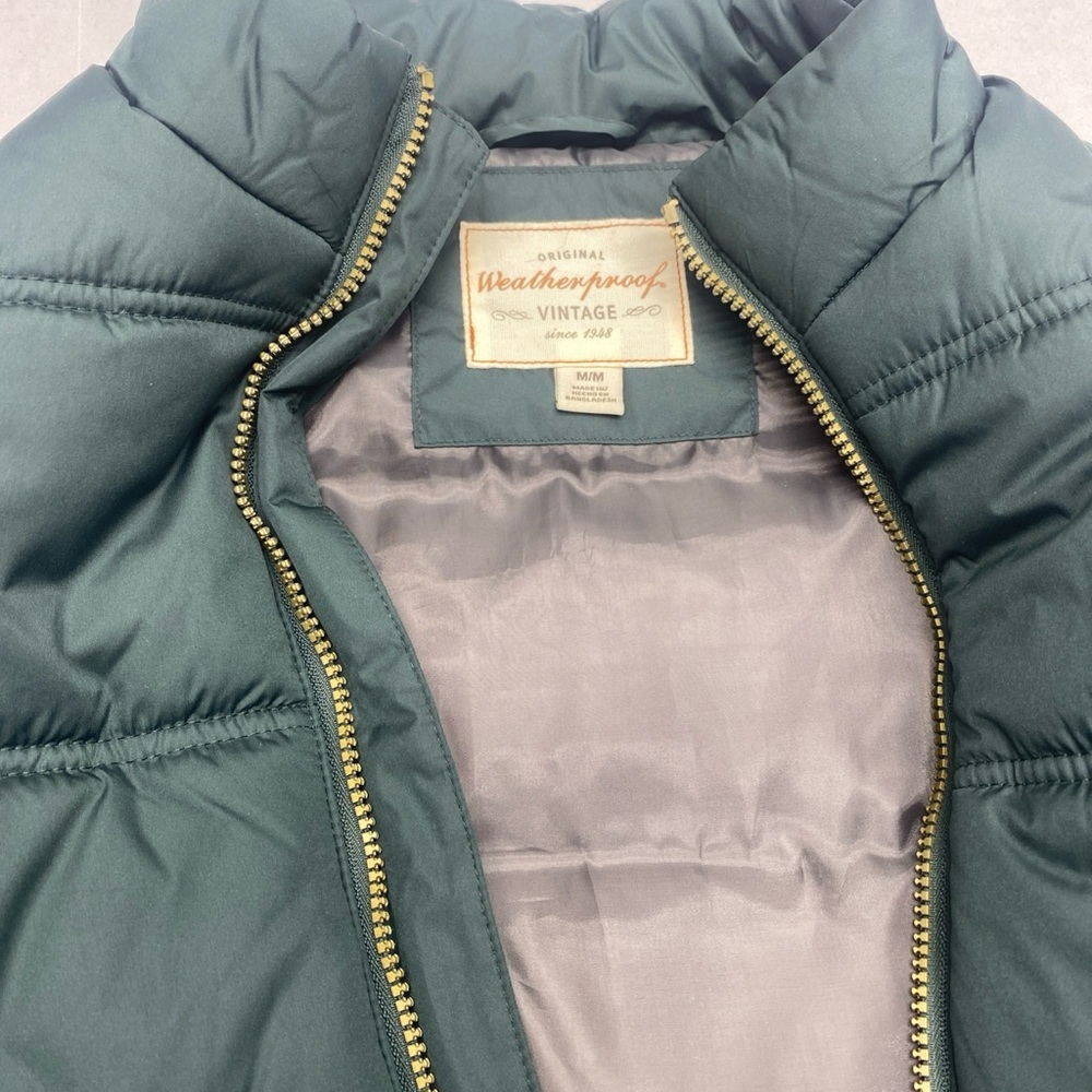 PUFFER VEST MENS MEDIUM GREEN WEATHERPROOF VINTAGE - Picture 3 of 10